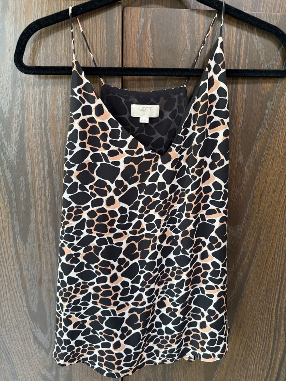 LOFT Black, Cream & Tan Animal Print Cami Top, Excellent Condition, LP